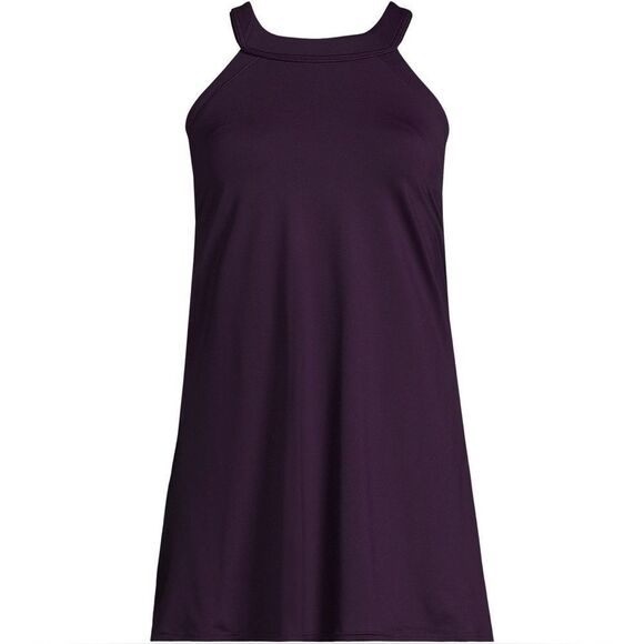 Land’s End Plus Size High Neck one piece Swimsuit soft adjustable BlackBerry Var - Picture 1 of 8